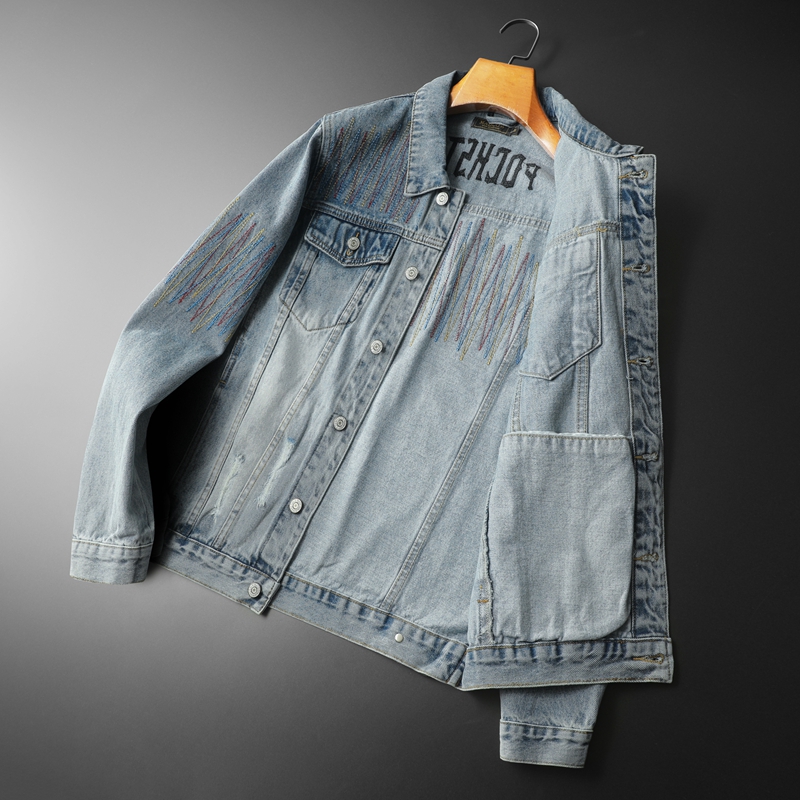 Brand Vintage Washed Denim Jac - Streetwear Brand Denim ulasan dan harga
