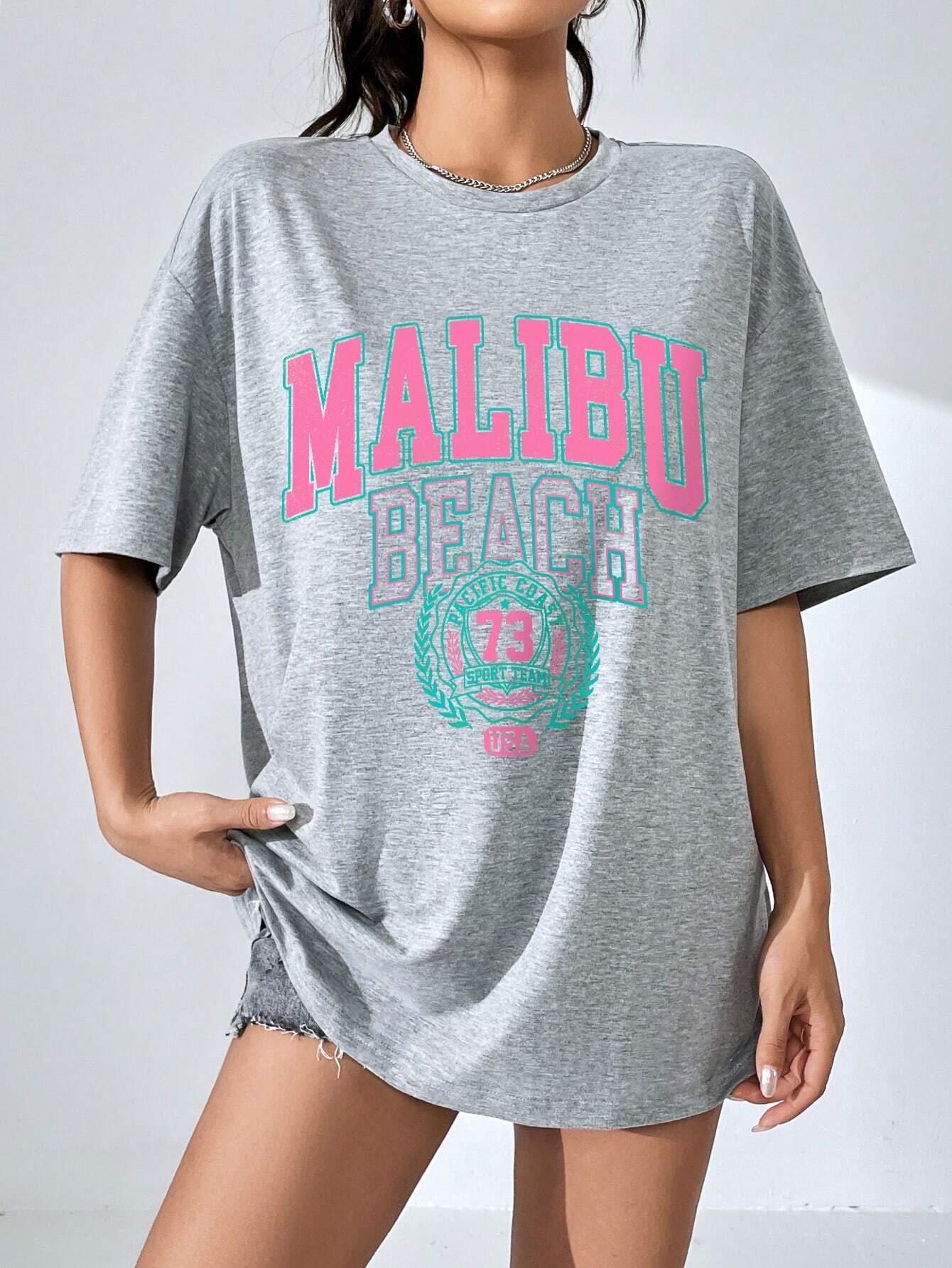 Malibu Beach Letter Print Prin - Streetwear Brand Clothing ulasan dan harga